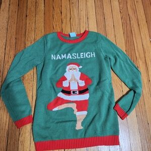 Festive Green 'Namasleigh' Holiday Sweater